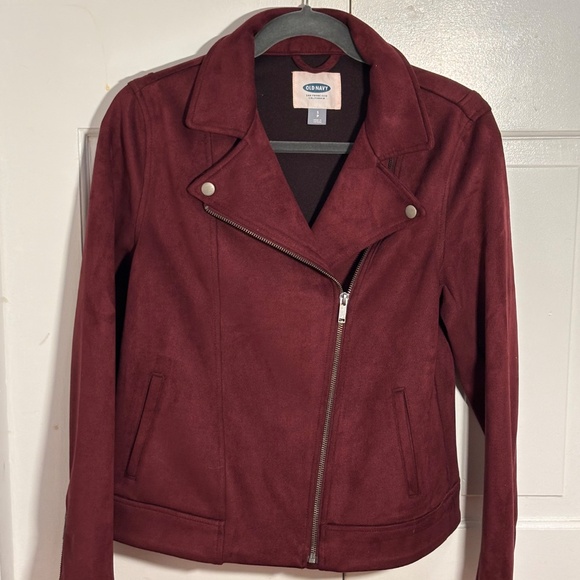 Faux Suede Old Navy Eggplant Moto Jacket S Fall - Picture 2 of 7